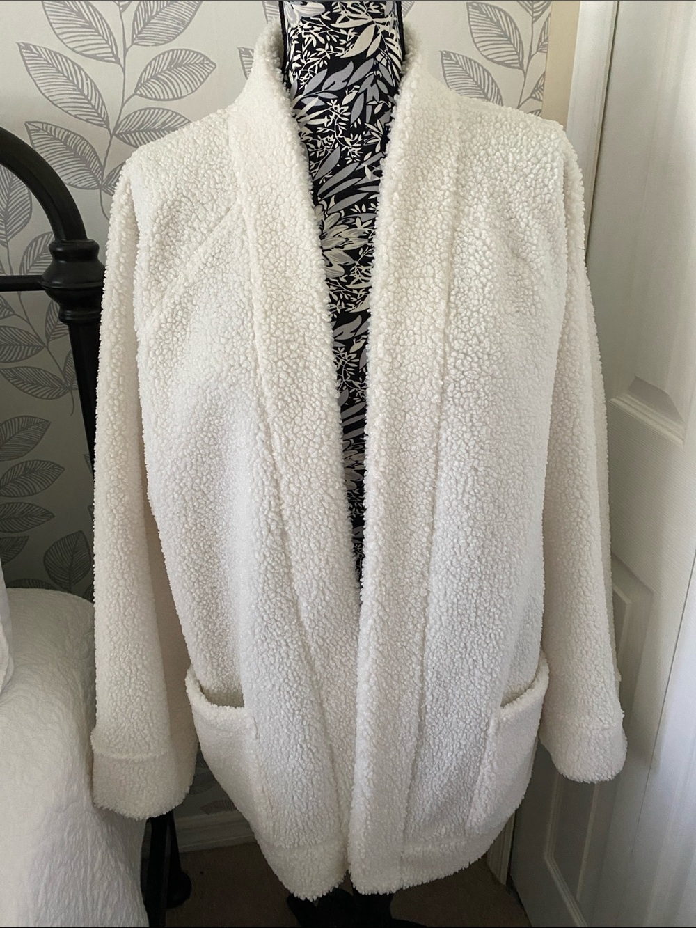 Haven Well Within Cream Sherpa Lounge Cardigan Jacket -Size XL